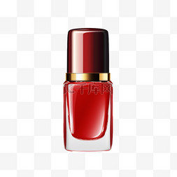 红色方瓶指甲油AI元素立体免扣素