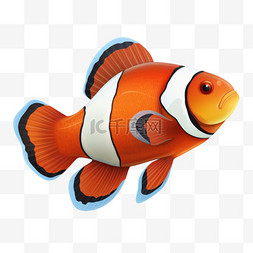 海洋生物图案图片_小丑鱼海洋生物可爱动物元素立体