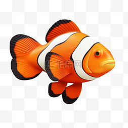 海洋生物小丑鱼图片_小丑鱼橘色可爱AI元素立体免扣图