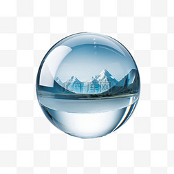 水晶球奖图片_白色透明风景水晶球AI元素立体免