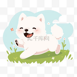 可爱白色小狗图片_可爱的小狗手绘元素卡通