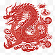 中国龙红色龙剪纸平面元素龙腾祥云新年过年