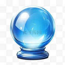 立体球状图片_蓝色水晶球蓝色底盘一体化元素立