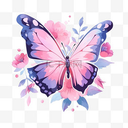 蝴蝶素材背景图片_卡通手绘元素花丛中蝴蝶