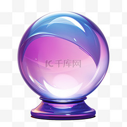立体球状图片_紫色水晶球紫色底座AI元素立体免
