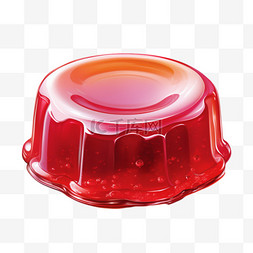 莓红色果冻布丁AI元素立体免扣素