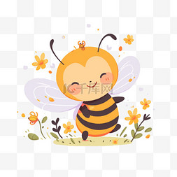 纯色背景可爱风图片_可爱小蜜蜂元素卡通