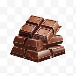 巧克力块甜食堆叠状态AI元素立体