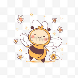 可爱小蜜蜂手绘卡通元素