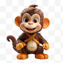 剥开香蕉的猴子图片_猴子微笑卡通动物可爱立体萌宠