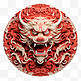龙装饰新年红色龙剪纸中国龙立体元素