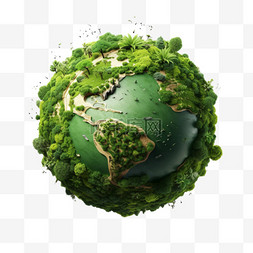 绿色星球地球AI元素立体免扣图案