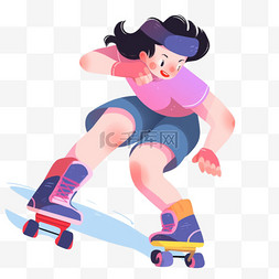 轮滑人卡通图片_手绘卡通亚运会运动人物一位女子