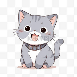 卡通可爱小猫表情图片_开心手绘卡通小猫元素