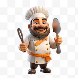 胖子厨师图片_厨师厨具3D人物卡通立体可爱职业