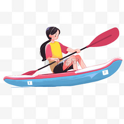 卡通赛艇图片_手绘卡通亚运会运动人物女子正在