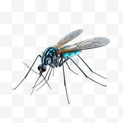 蚊子躲避图片_蚊子蓝色AI元素立体免扣图案