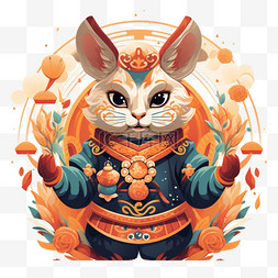 中国风图片_中秋节兔子玉兔中国风吉祥物卡通