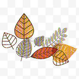 秋季立秋树叶叶子装饰彩色半调