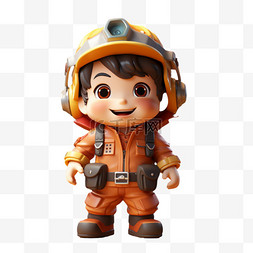 3D人物消防员卡通立体可爱职业