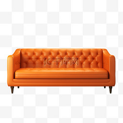 橘色沙发鲜艳3D元素立体免扣图案