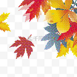 枫叶秋季立体彩色半调边框
