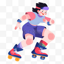 运动会轮滑图片_手绘卡通亚运会运动人物一个女子