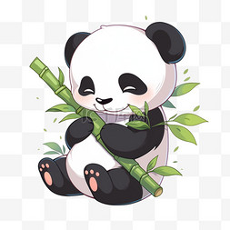 抱一抱图片_抱着竹子的熊猫卡通元素