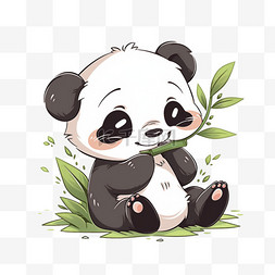 熊猫表情图片_手绘熊猫吃竹子卡通元素