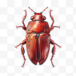 3d昆虫图片_红色甲虫昆虫AI免扣3d装饰图案