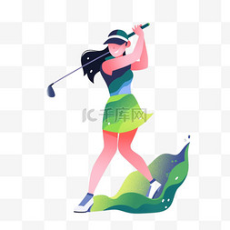 中国运动员服图片_手绘卡通亚运会运动人物绿裙女子