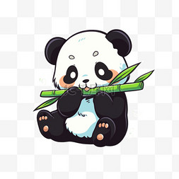 吃竹子的熊猫元素卡通