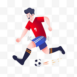 一个足球在图片_手绘卡通亚运会运动人物一个男子