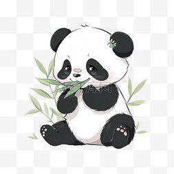 小熊猫竹子卡通手绘元素