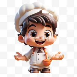 3D人物厨师微笑卡通立体可爱职业