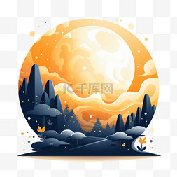 中秋节节日氛围满月月亮卡通装饰