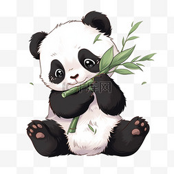 竹子白色图片_可爱熊猫吃竹子卡通手绘元素