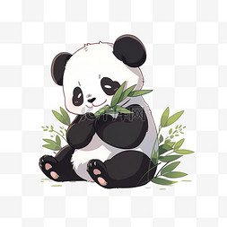 竹子手绘图片_熊猫吃竹子卡通手绘元素