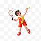 运动会3D立体男运动员人物打网球