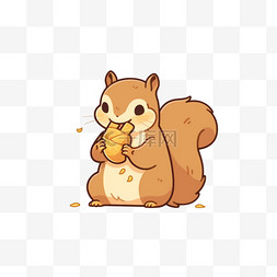 可爱松鼠吃坚果元素卡通