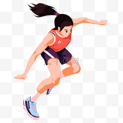 手绘卡通亚运会运动人物一少女跳