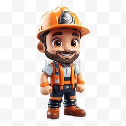 3D消防员人物卡通立体可爱职业