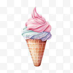 雪糕图片_水彩粉色蓝紫色冰淇淋免扣元素