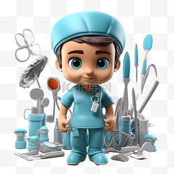卡通人物图片_3D人物卡通外科医生立体写实职业