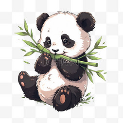 吃竹叶的熊猫卡通元素