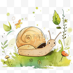 可爱小蜗牛卡通元素