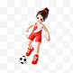 运动会3D立体女运动员人物踢足球