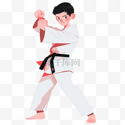 手绘卡通亚运会运动人物男子跆拳