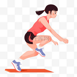 运动会插画图片_手绘卡通亚运会运动人物少女在跳