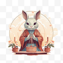 黑暗中的月亮图片_中秋节兔子玉兔吉祥物月饼月亮卡